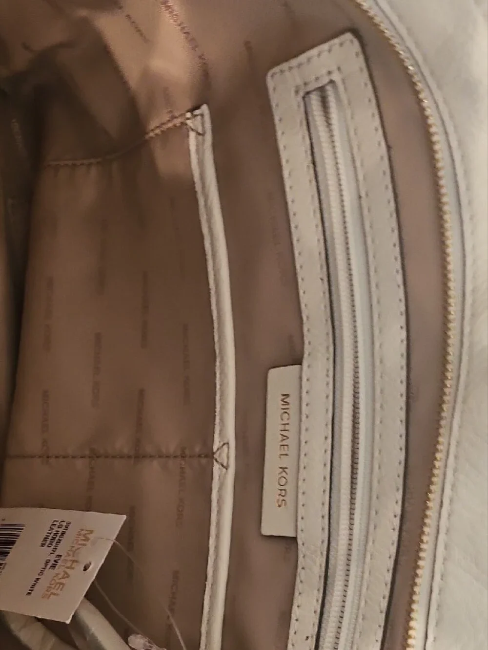 Michael Kors White Leather Tote with Gold Accents